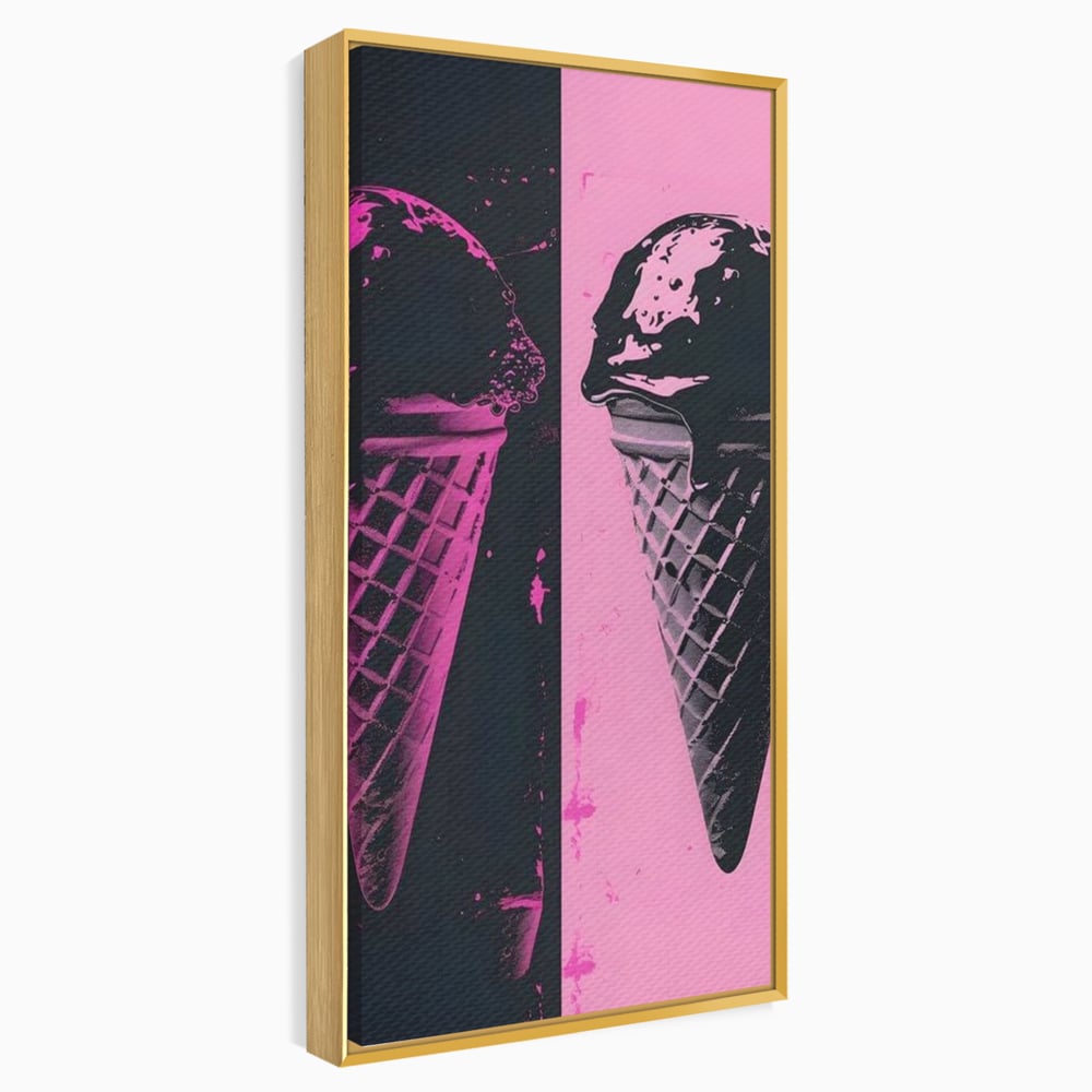 Leinwand Premium Leinwand Wandbilder, LuxCanva® N1123, Wüste Neon, Pop Art, Rosa, Süß, Eiscreme, Neon, Cool, Vibe, Modern, Eiscreme, Konditorei, Restaurant, Küche
