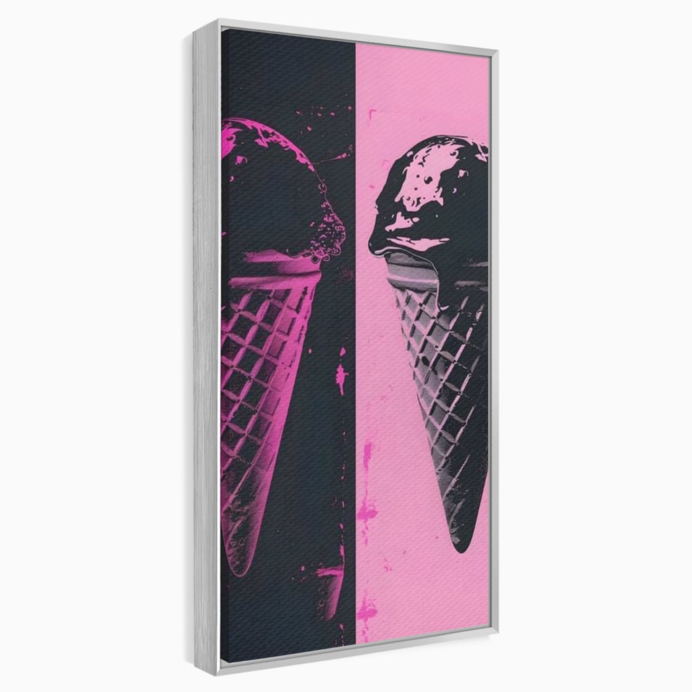 Leinwand Premium Leinwand Wandbilder, LuxCanva® N1123, Wüste Neon, Pop Art, Rosa, Süß, Eiscreme, Neon, Cool, Vibe, Modern, Eiscreme, Konditorei, Restaurant, Küche