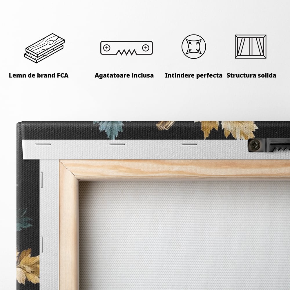 Leinwand Premium Canvas Wandkunst, LuxCanva® N1124, Goldener Kürbis, Herbst, Ernte, Blätter, Golden, Kürbis, Luxus, Metallisch, Künstlerisch, Veredelung, Restaurant, Küche