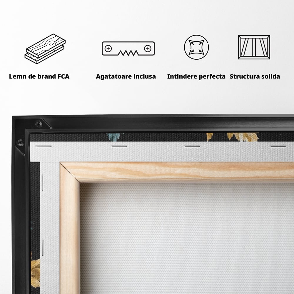Leinwand Premium Canvas Wandkunst, LuxCanva® N1124, Goldener Kürbis, Herbst, Ernte, Blätter, Golden, Kürbis, Luxus, Metallisch, Künstlerisch, Veredelung, Restaurant, Küche