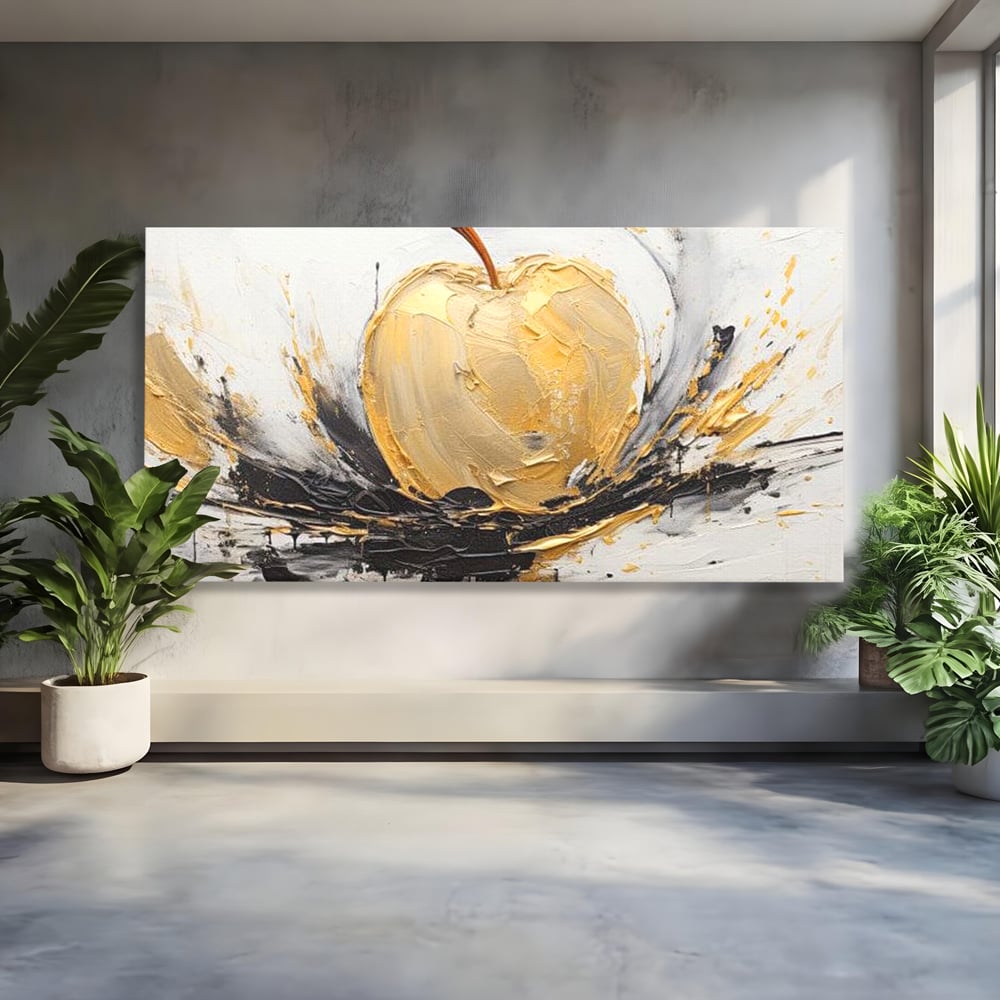 Tablou Canvas Premium, LuxCanva® N1125, Fructul Zeilor, Mar, Fructe, Lux, Auriu, Abstract, Sofisticat, Simbolic, Arta Moderna, Elegant, Restaurant, Bucatarie