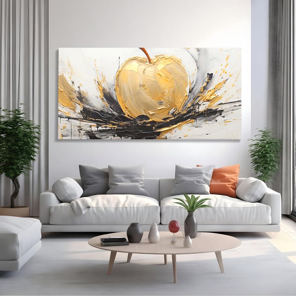 Tablou Canvas Premium, LuxCanva® N1125, Fructul Zeilor, Mar, Fructe, Lux, Auriu, Abstract, Sofisticat, Simbolic, Arta Moderna, Elegant, Restaurant, Bucatarie