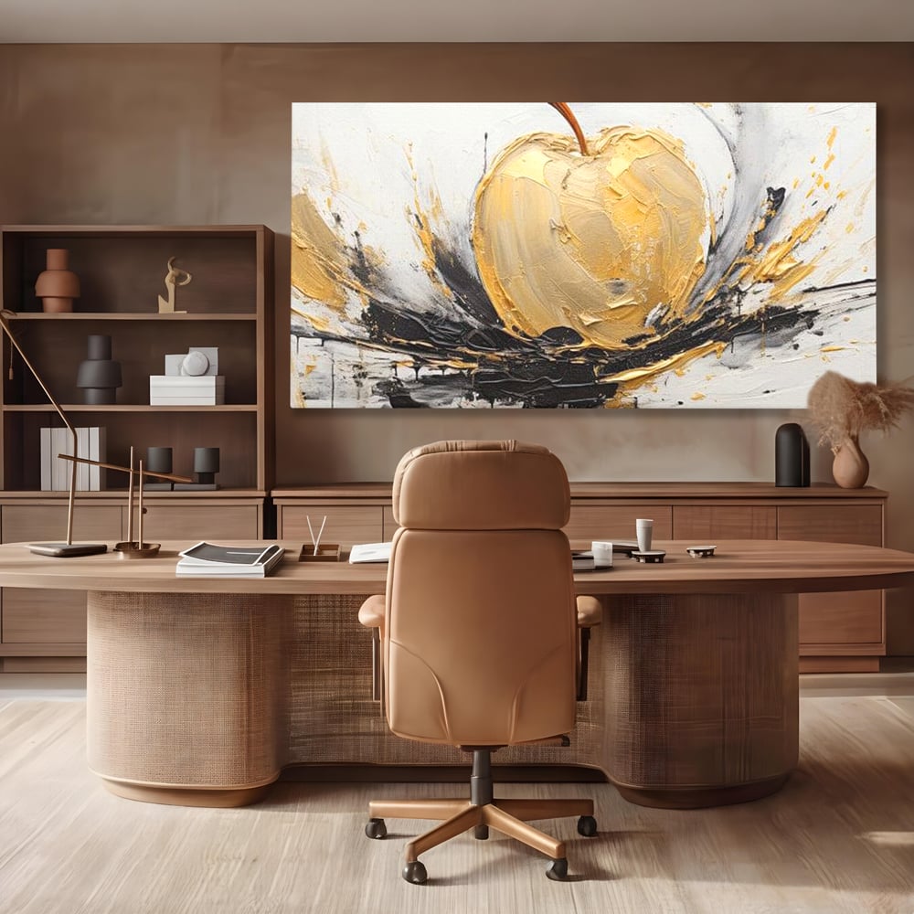 Tablou Canvas Premium, LuxCanva® N1125, Fructul Zeilor, Mar, Fructe, Lux, Auriu, Abstract, Sofisticat, Simbolic, Arta Moderna, Elegant, Restaurant, Bucatarie