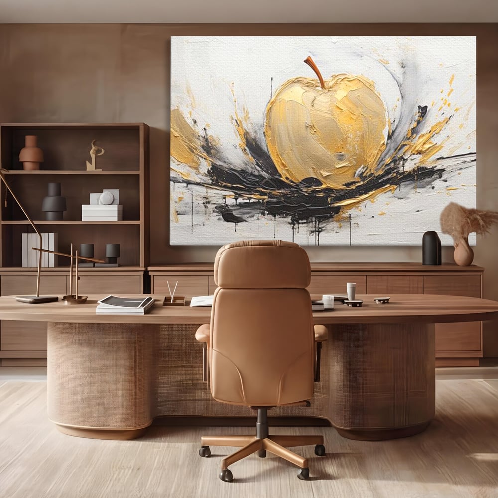 Tablou Canvas Premium, LuxCanva® N1125, Fructul Zeilor, Mar, Fructe, Lux, Auriu, Abstract, Sofisticat, Simbolic, Arta Moderna, Elegant, Restaurant, Bucatarie