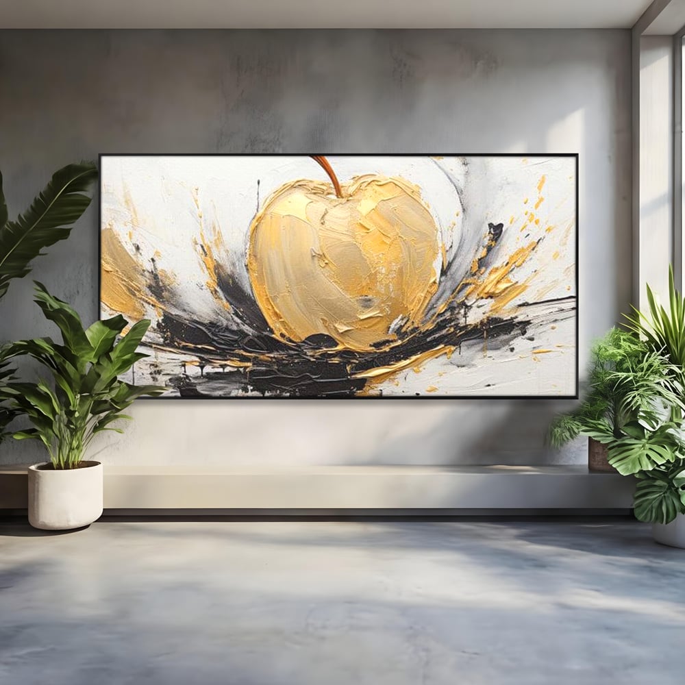 Tablou Canvas Premium, LuxCanva® N1125, Fructul Zeilor, Mar, Fructe, Lux, Auriu, Abstract, Sofisticat, Simbolic, Arta Moderna, Elegant, Restaurant, Bucatarie