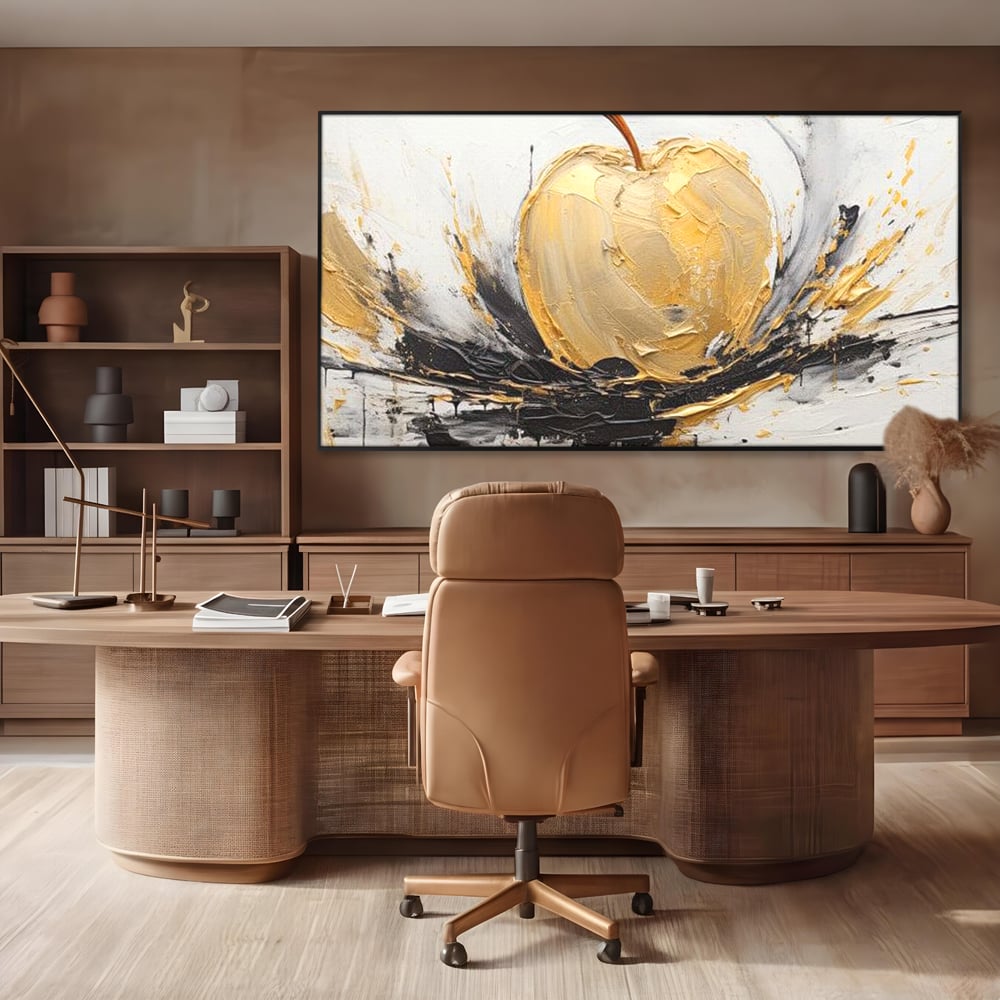 Tablou Canvas Premium, LuxCanva® N1125, Fructul Zeilor, Mar, Fructe, Lux, Auriu, Abstract, Sofisticat, Simbolic, Arta Moderna, Elegant, Restaurant, Bucatarie