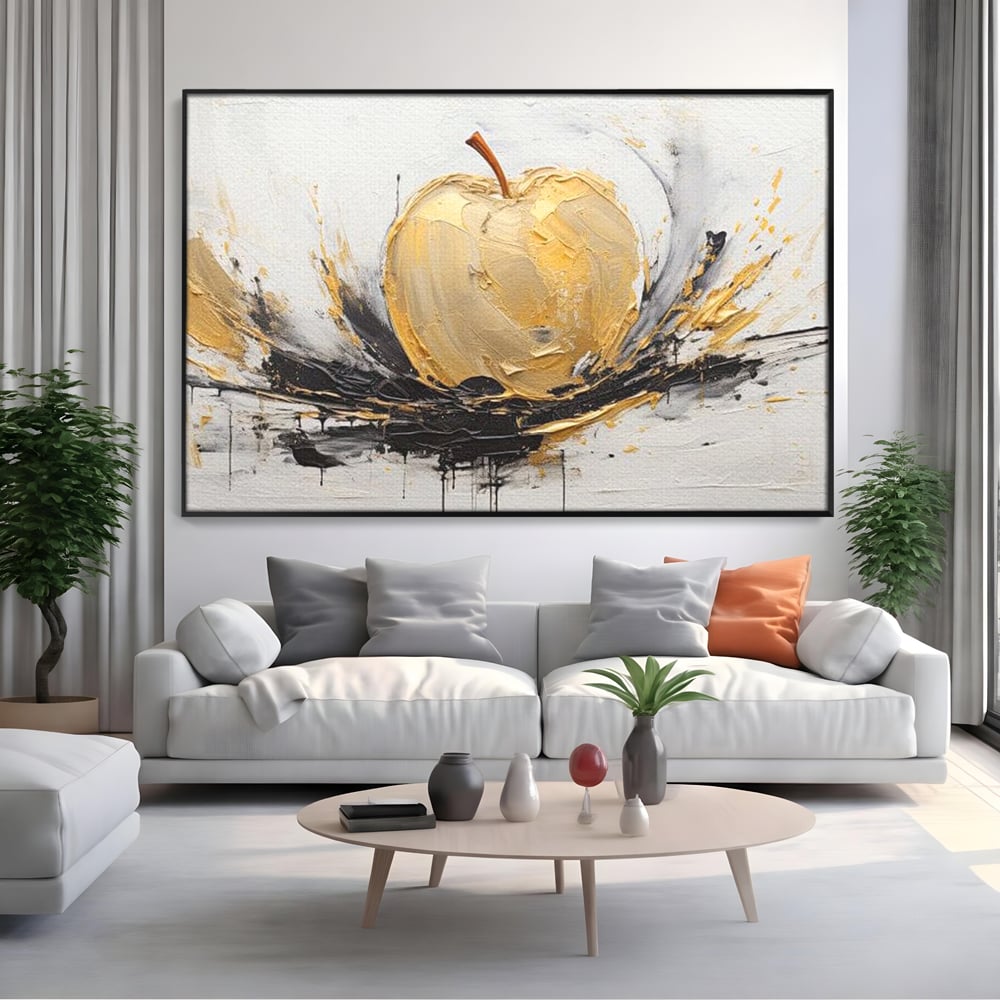 Tablou Canvas Premium, LuxCanva® N1125, Fructul Zeilor, Mar, Fructe, Lux, Auriu, Abstract, Sofisticat, Simbolic, Arta Moderna, Elegant, Restaurant, Bucatarie