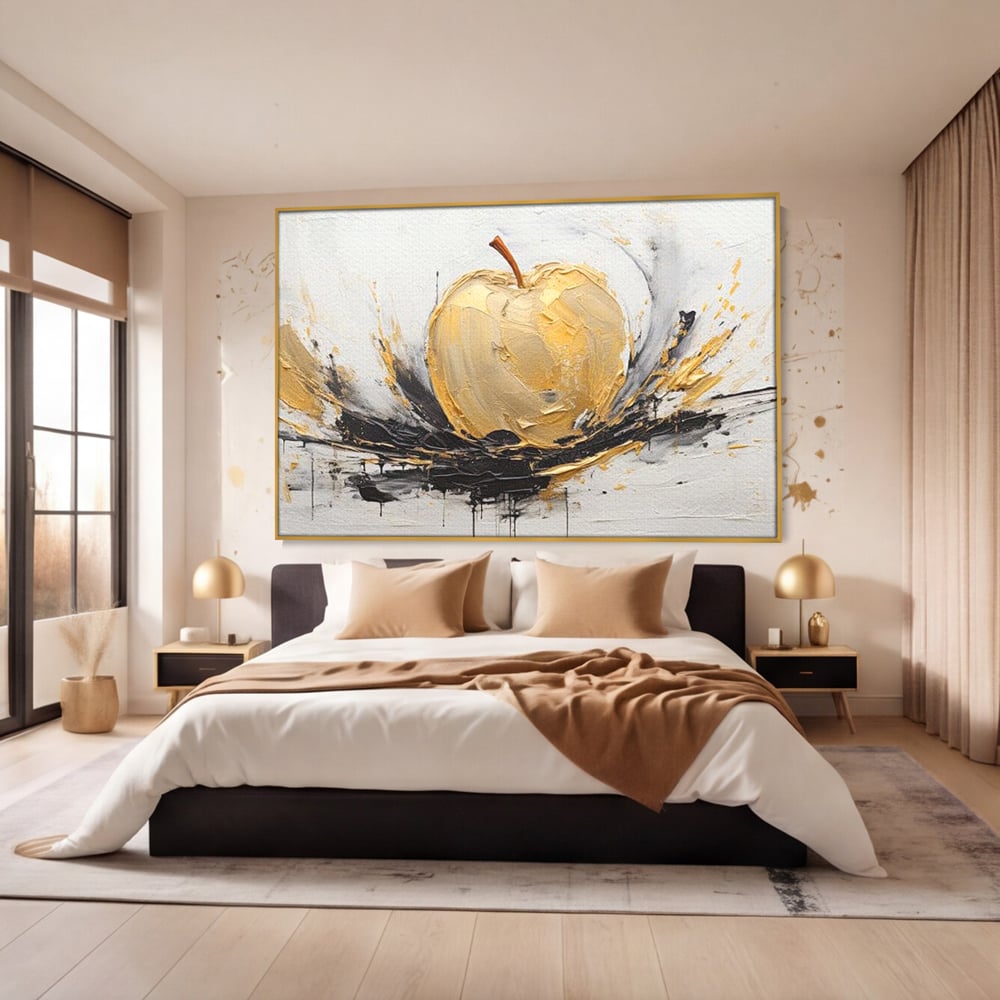 Tablou Canvas Premium, LuxCanva® N1125, Fructul Zeilor, Mar, Fructe, Lux, Auriu, Abstract, Sofisticat, Simbolic, Arta Moderna, Elegant, Restaurant, Bucatarie