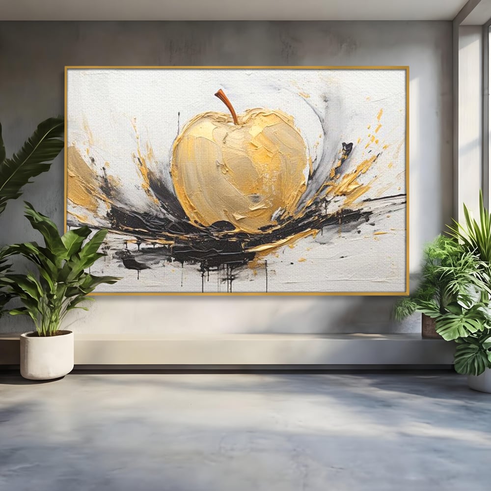Tablou Canvas Premium, LuxCanva® N1125, Fructul Zeilor, Mar, Fructe, Lux, Auriu, Abstract, Sofisticat, Simbolic, Arta Moderna, Elegant, Restaurant, Bucatarie