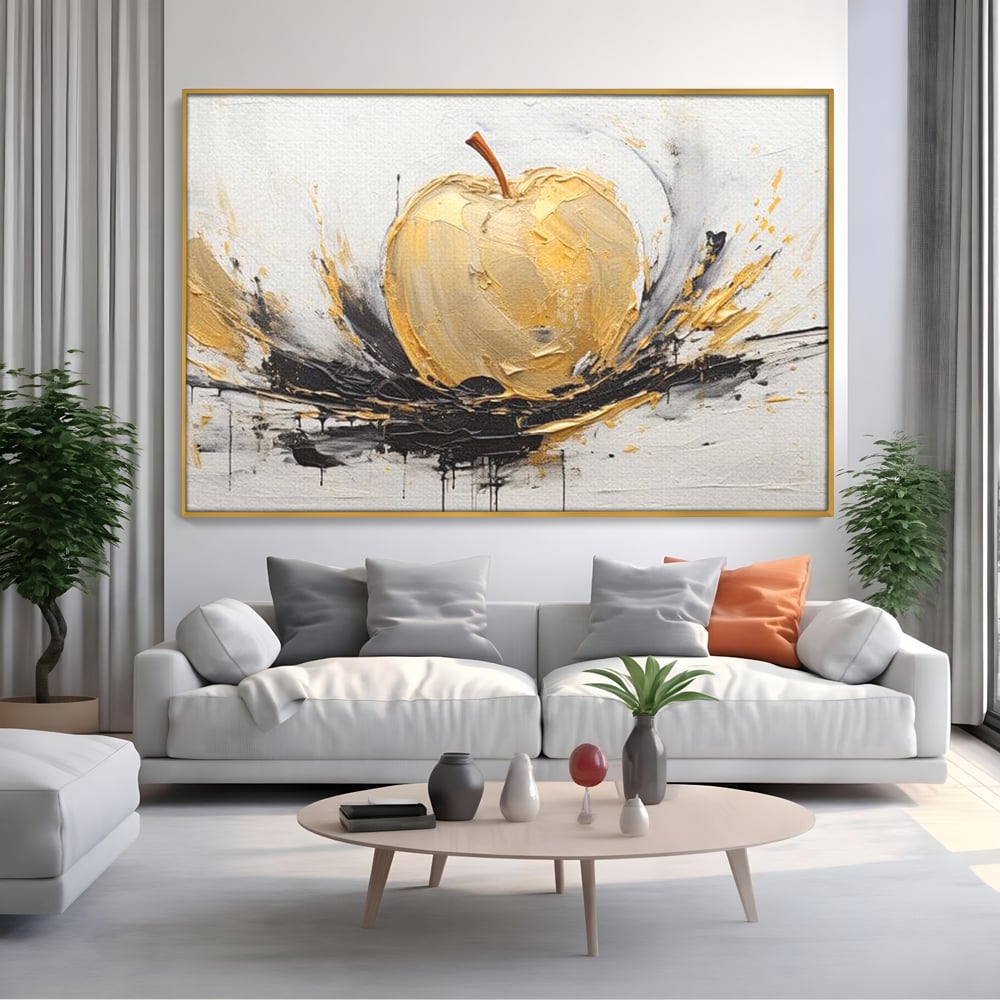 Tablou Canvas Premium, LuxCanva® N1125, Fructul Zeilor, Mar, Fructe, Lux, Auriu, Abstract, Sofisticat, Simbolic, Arta Moderna, Elegant, Restaurant, Bucatarie