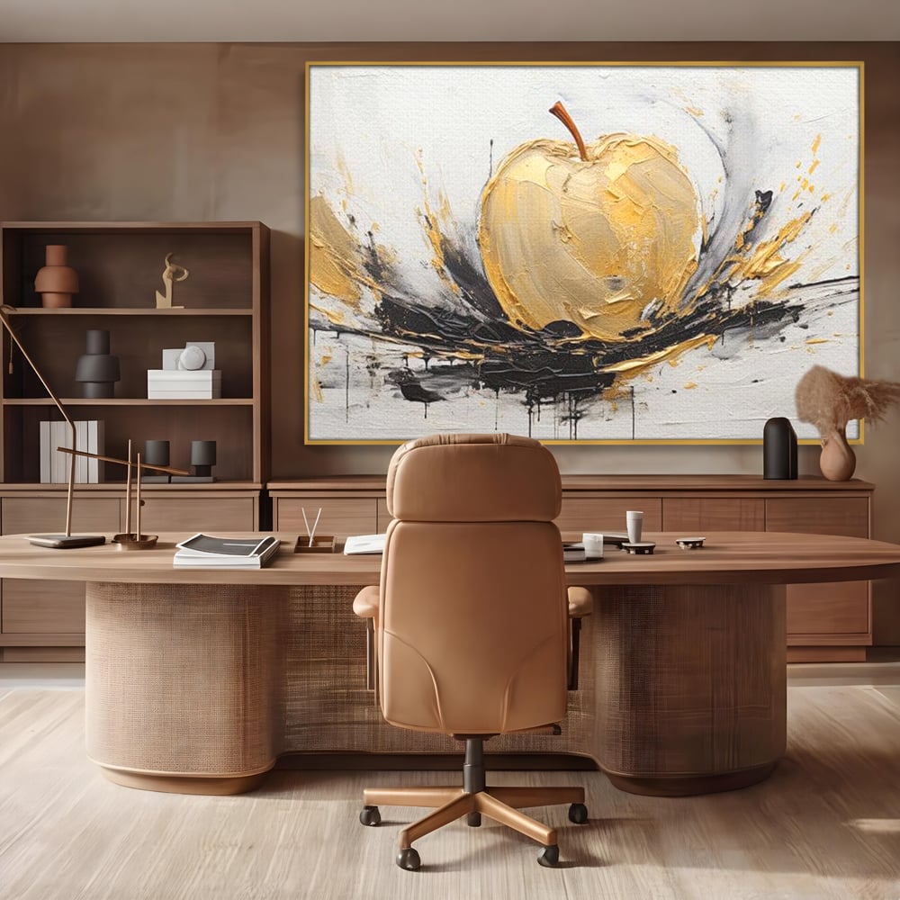 Tablou Canvas Premium, LuxCanva® N1125, Fructul Zeilor, Mar, Fructe, Lux, Auriu, Abstract, Sofisticat, Simbolic, Arta Moderna, Elegant, Restaurant, Bucatarie