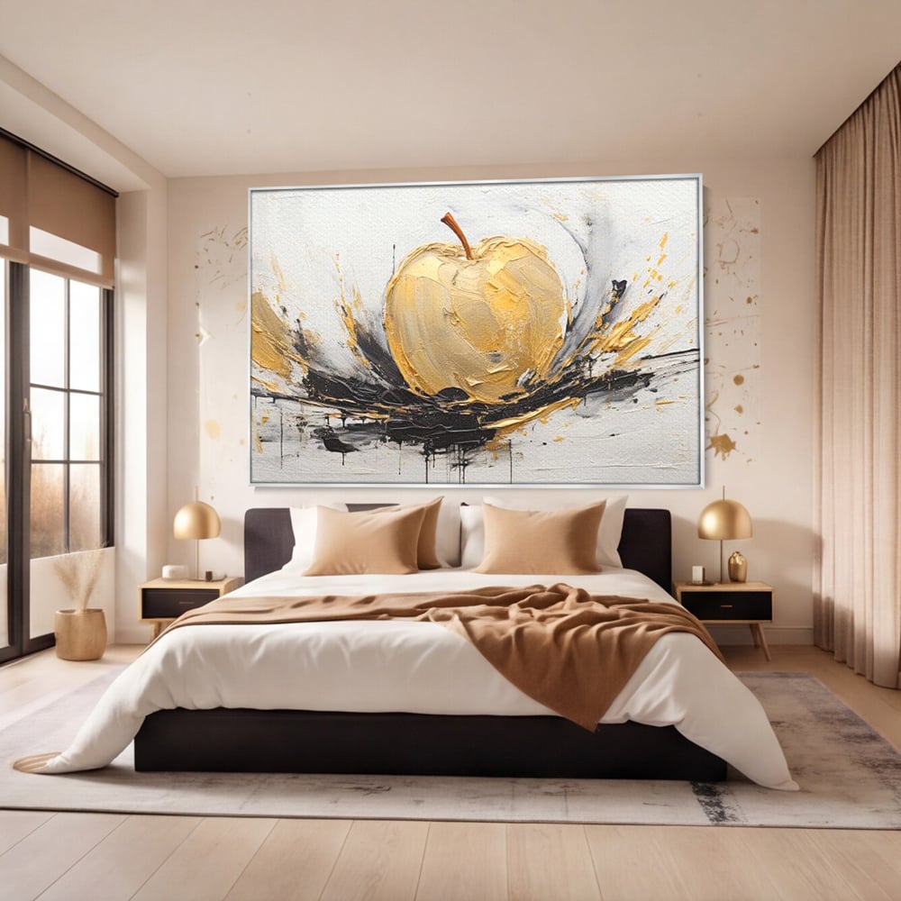 Tablou Canvas Premium, LuxCanva® N1125, Fructul Zeilor, Mar, Fructe, Lux, Auriu, Abstract, Sofisticat, Simbolic, Arta Moderna, Elegant, Restaurant, Bucatarie