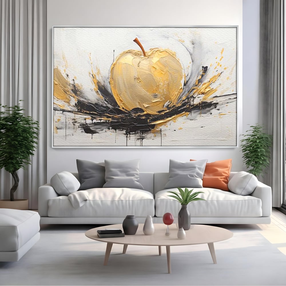 Tablou Canvas Premium, LuxCanva® N1125, Fructul Zeilor, Mar, Fructe, Lux, Auriu, Abstract, Sofisticat, Simbolic, Arta Moderna, Elegant, Restaurant, Bucatarie