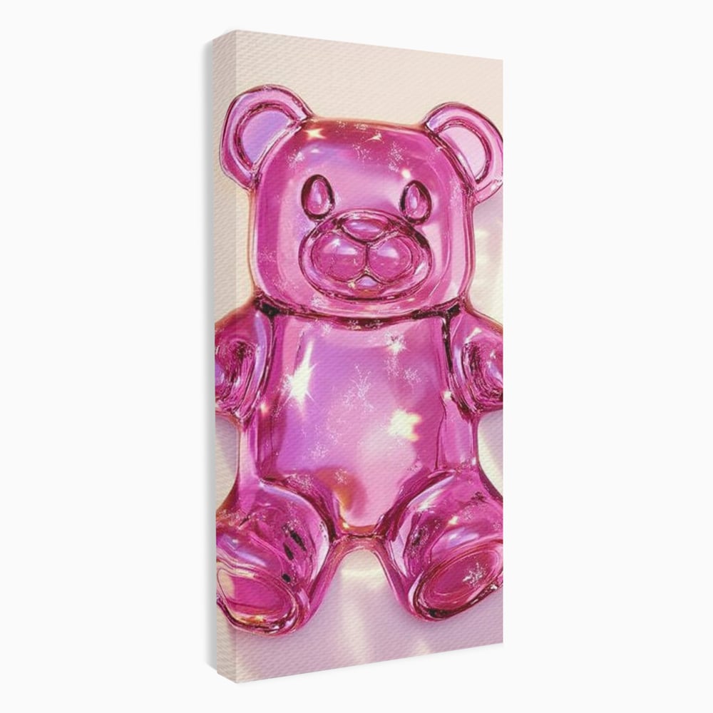 Leinwand Premium Leinwandbilder, LuxCanva® N1126, Candy Bear, Teddybär, Rosa, Gelee, Dessert, Süß, Zucker, Baby, prickelnd, cool, Süßwaren, Restaurant, Küche