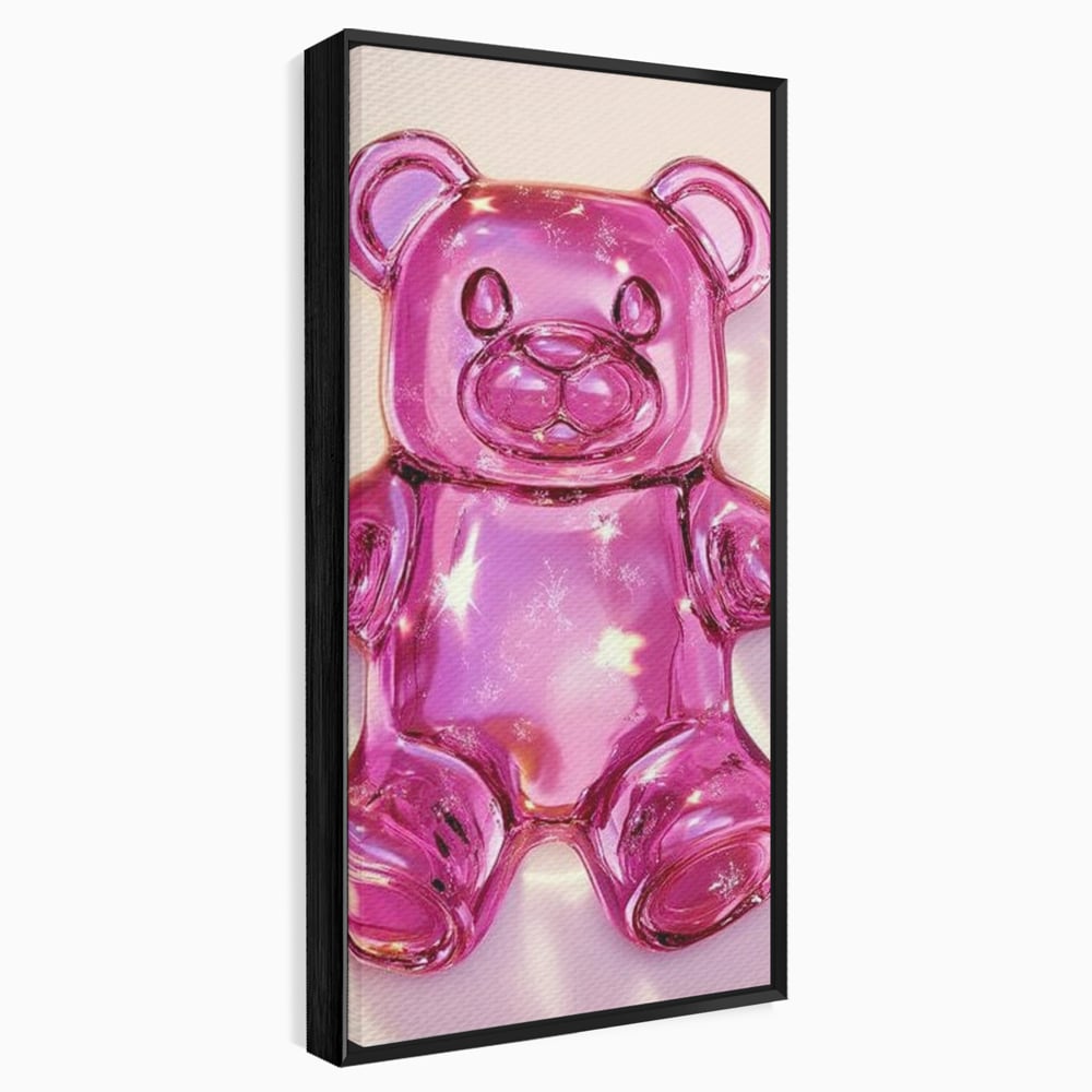Leinwand Premium Leinwandbilder, LuxCanva® N1126, Candy Bear, Teddybär, Rosa, Gelee, Dessert, Süß, Zucker, Baby, prickelnd, cool, Süßwaren, Restaurant, Küche