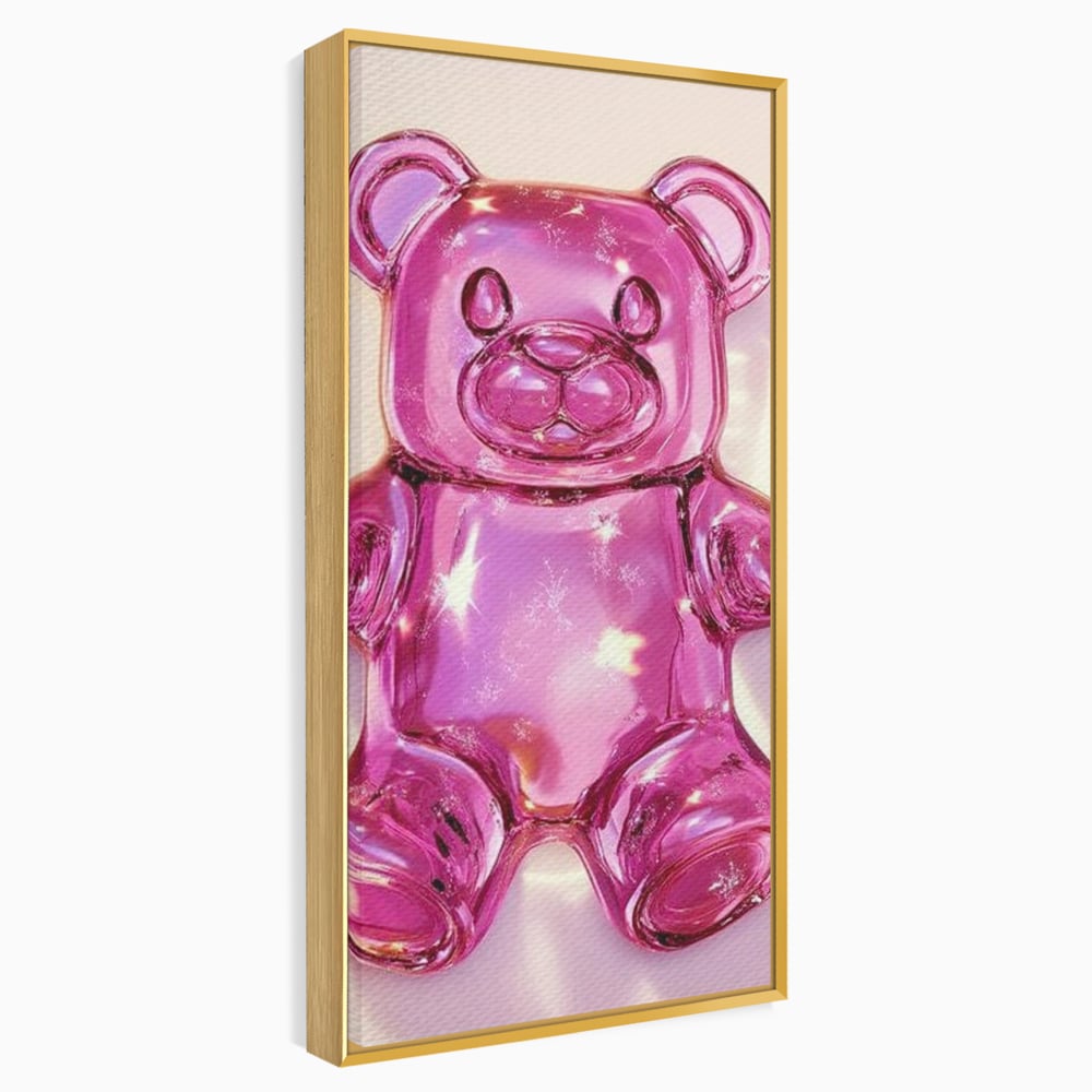 Leinwand Premium Leinwandbilder, LuxCanva® N1126, Candy Bear, Teddybär, Rosa, Gelee, Dessert, Süß, Zucker, Baby, prickelnd, cool, Süßwaren, Restaurant, Küche