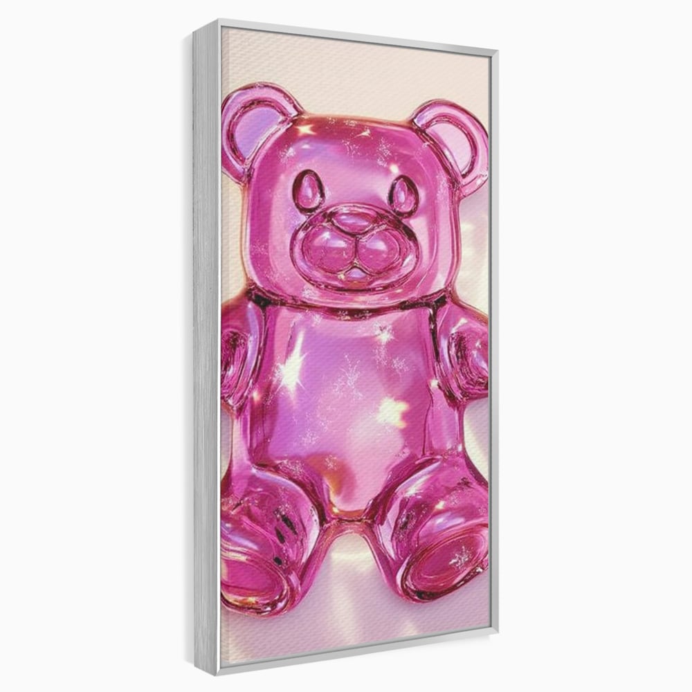 Leinwand Premium Leinwandbilder, LuxCanva® N1126, Candy Bear, Teddybär, Rosa, Gelee, Dessert, Süß, Zucker, Baby, prickelnd, cool, Süßwaren, Restaurant, Küche