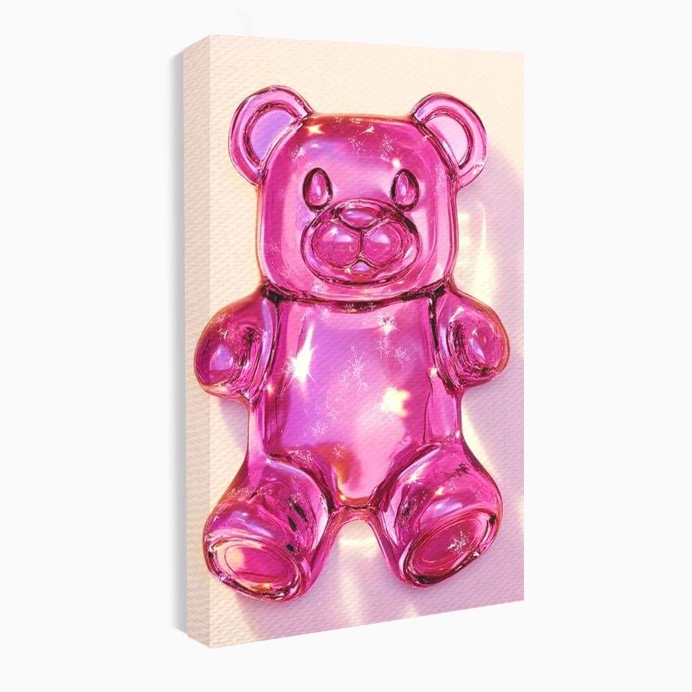 Leinwand Premium Leinwandbilder, LuxCanva® N1126, Candy Bear, Teddybär, Rosa, Gelee, Dessert, Süß, Zucker, Baby, prickelnd, cool, Süßwaren, Restaurant, Küche