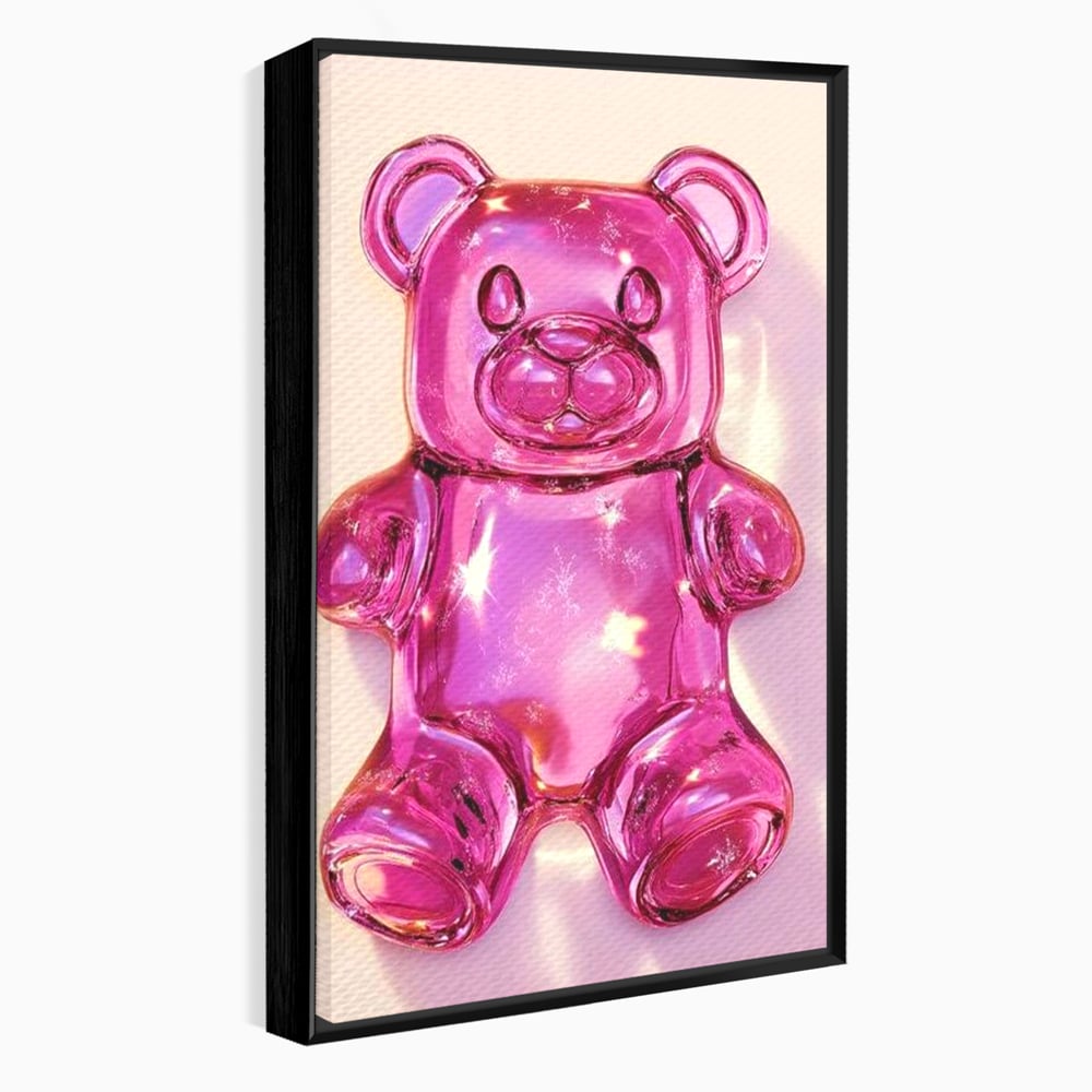 Leinwand Premium Leinwandbilder, LuxCanva® N1126, Candy Bear, Teddybär, Rosa, Gelee, Dessert, Süß, Zucker, Baby, prickelnd, cool, Süßwaren, Restaurant, Küche