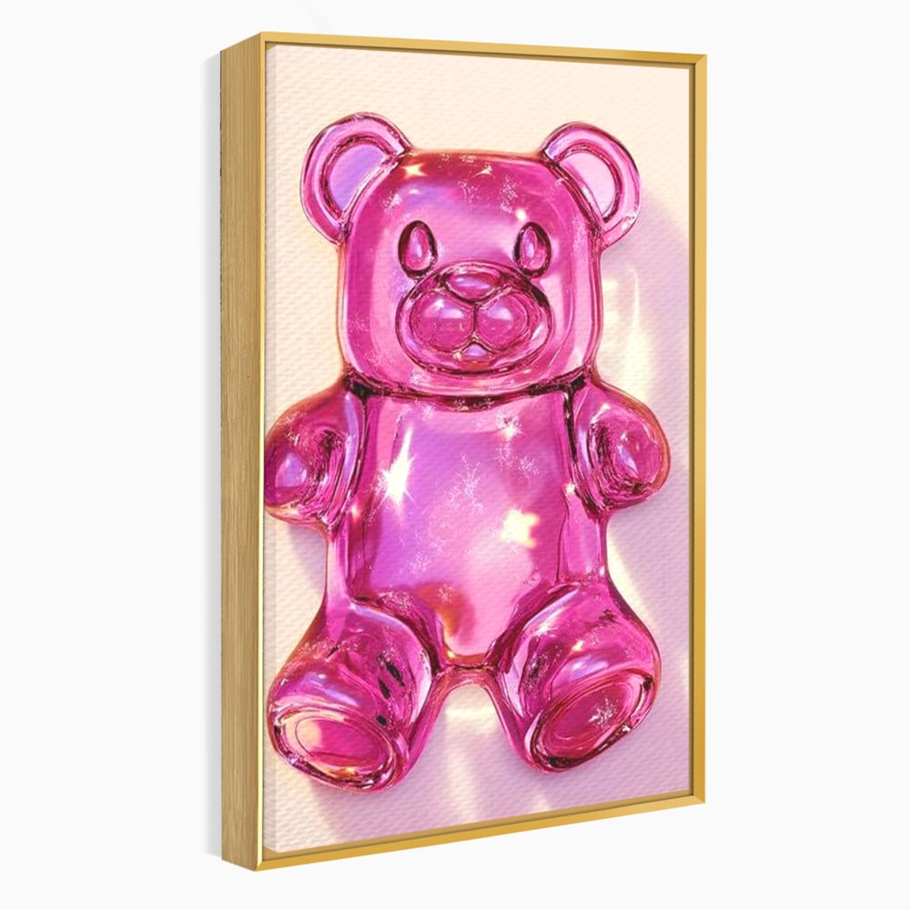 Leinwand Premium Leinwandbilder, LuxCanva® N1126, Candy Bear, Teddybär, Rosa, Gelee, Dessert, Süß, Zucker, Baby, prickelnd, cool, Süßwaren, Restaurant, Küche