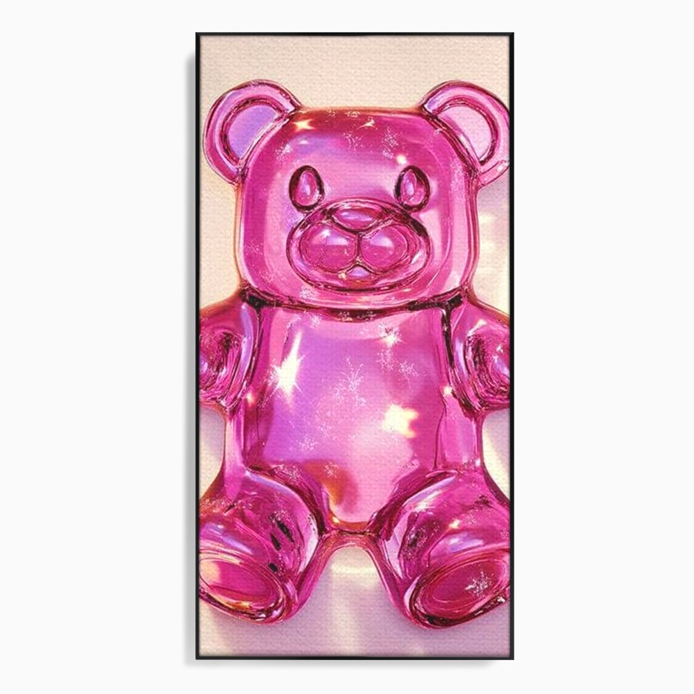 Leinwand Premium Leinwandbilder, LuxCanva® N1126, Candy Bear, Teddybär, Rosa, Gelee, Dessert, Süß, Zucker, Baby, prickelnd, cool, Süßwaren, Restaurant, Küche