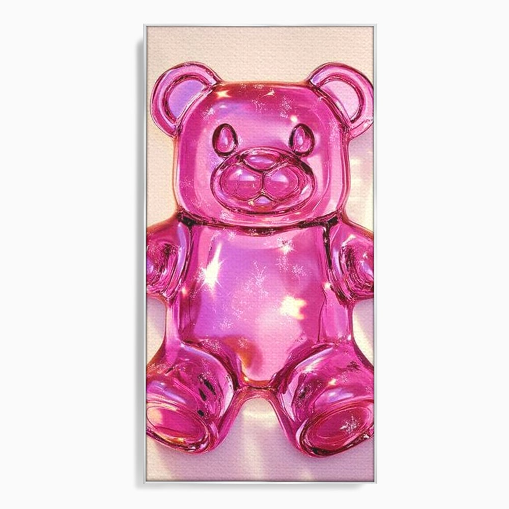 Leinwand Premium Leinwandbilder, LuxCanva® N1126, Candy Bear, Teddybär, Rosa, Gelee, Dessert, Süß, Zucker, Baby, prickelnd, cool, Süßwaren, Restaurant, Küche