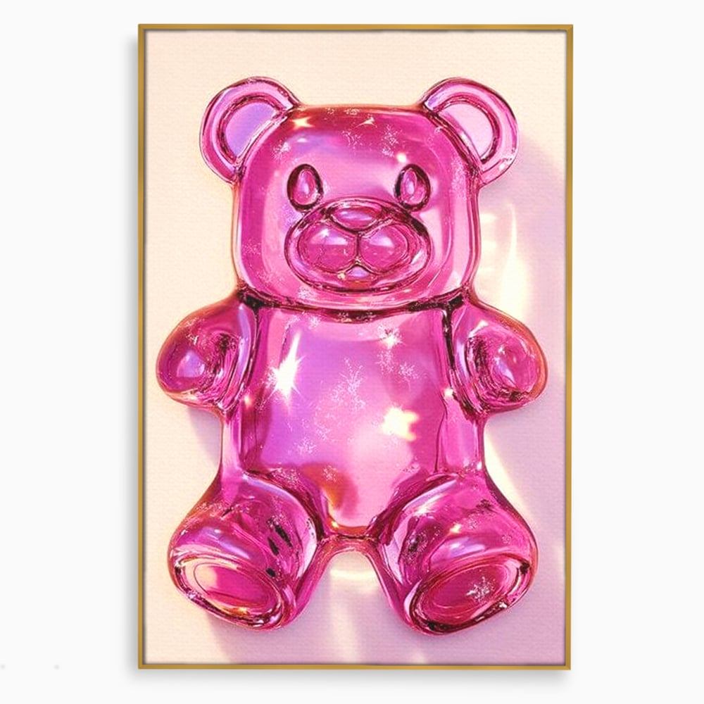 Leinwand Premium Leinwandbilder, LuxCanva® N1126, Candy Bear, Teddybär, Rosa, Gelee, Dessert, Süß, Zucker, Baby, prickelnd, cool, Süßwaren, Restaurant, Küche