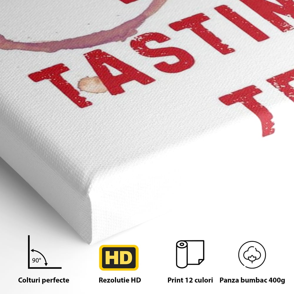 Tablou Canvas Premium, LuxCanva® N1128, Cercul Vinului, Vin Rosu, Bautura, Degustare, Mesaj, Text, Echipa, Modern, Cool, Pub, Lounge, Bar, Restaurant, Bucatarie