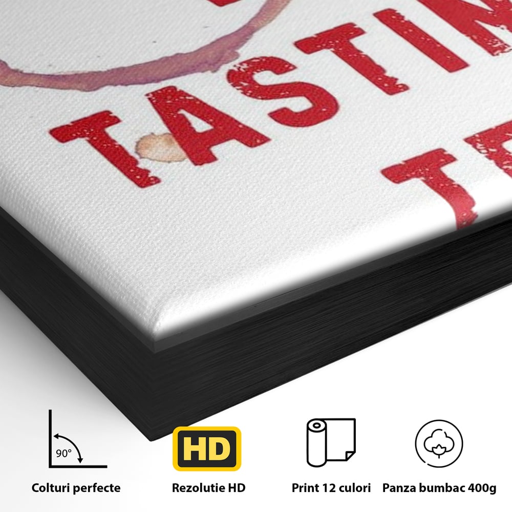 Tablou Canvas Premium, LuxCanva® N1128, Cercul Vinului, Vin Rosu, Bautura, Degustare, Mesaj, Text, Echipa, Modern, Cool, Pub, Lounge, Bar, Restaurant, Bucatarie