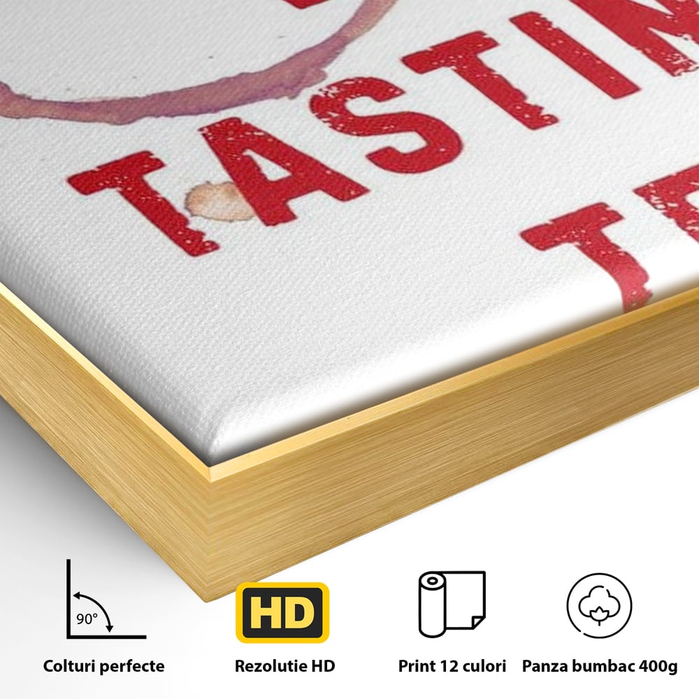 Tablou Canvas Premium, LuxCanva® N1128, Cercul Vinului, Vin Rosu, Bautura, Degustare, Mesaj, Text, Echipa, Modern, Cool, Pub, Lounge, Bar, Restaurant, Bucatarie