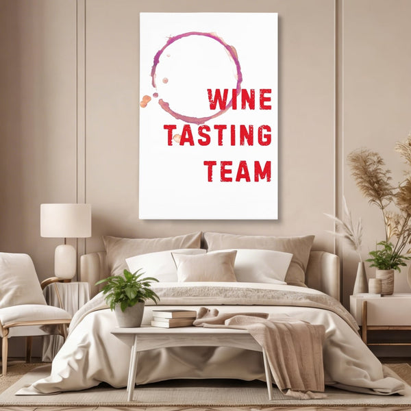 Tablou Canvas Premium, LuxCanva® N1128, Cercul Vinului, Vin Rosu, Bautura, Degustare, Mesaj, Text, Echipa, Modern, Cool, Pub, Lounge, Bar, Restaurant, Bucatarie