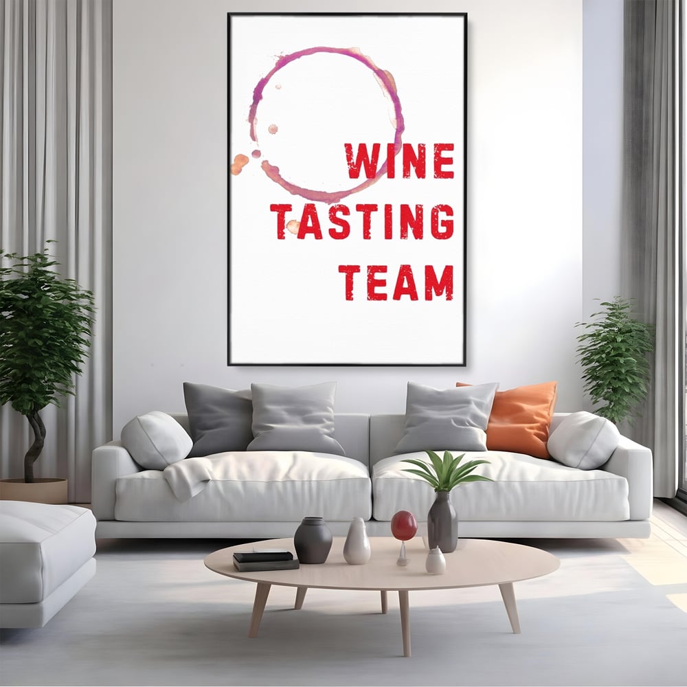 Tablou Canvas Premium, LuxCanva® N1128, Cercul Vinului, Vin Rosu, Bautura, Degustare, Mesaj, Text, Echipa, Modern, Cool, Pub, Lounge, Bar, Restaurant, Bucatarie