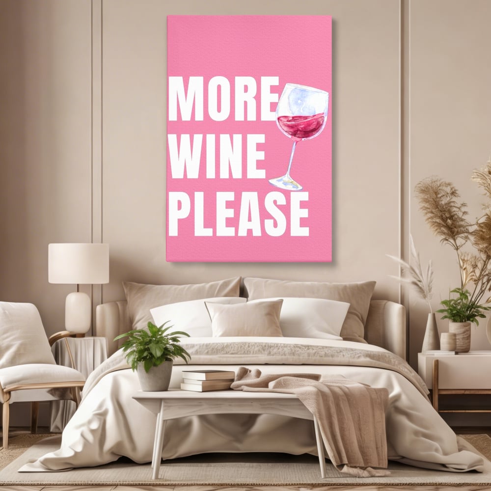 Leinwand Wandkunst Premium, LuxCanva® N1129, Rose Therapie, Poster, Text, Nachricht, Cool, Trendy, Lustig, Wein, Trinken, Glas, Rosa, Kneipe, Lounge, Bar, Restaurant, Küche