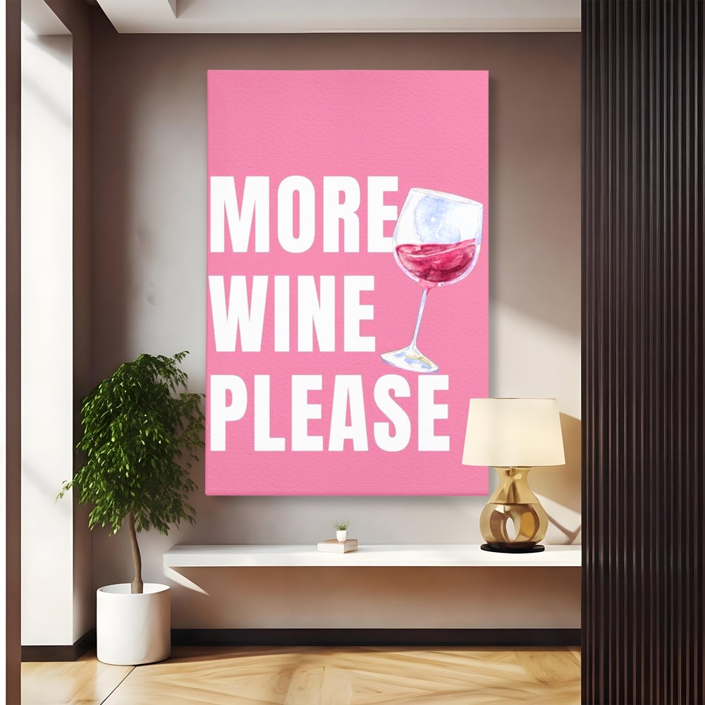 Leinwand Wandkunst Premium, LuxCanva® N1129, Rose Therapie, Poster, Text, Nachricht, Cool, Trendy, Lustig, Wein, Trinken, Glas, Rosa, Kneipe, Lounge, Bar, Restaurant, Küche