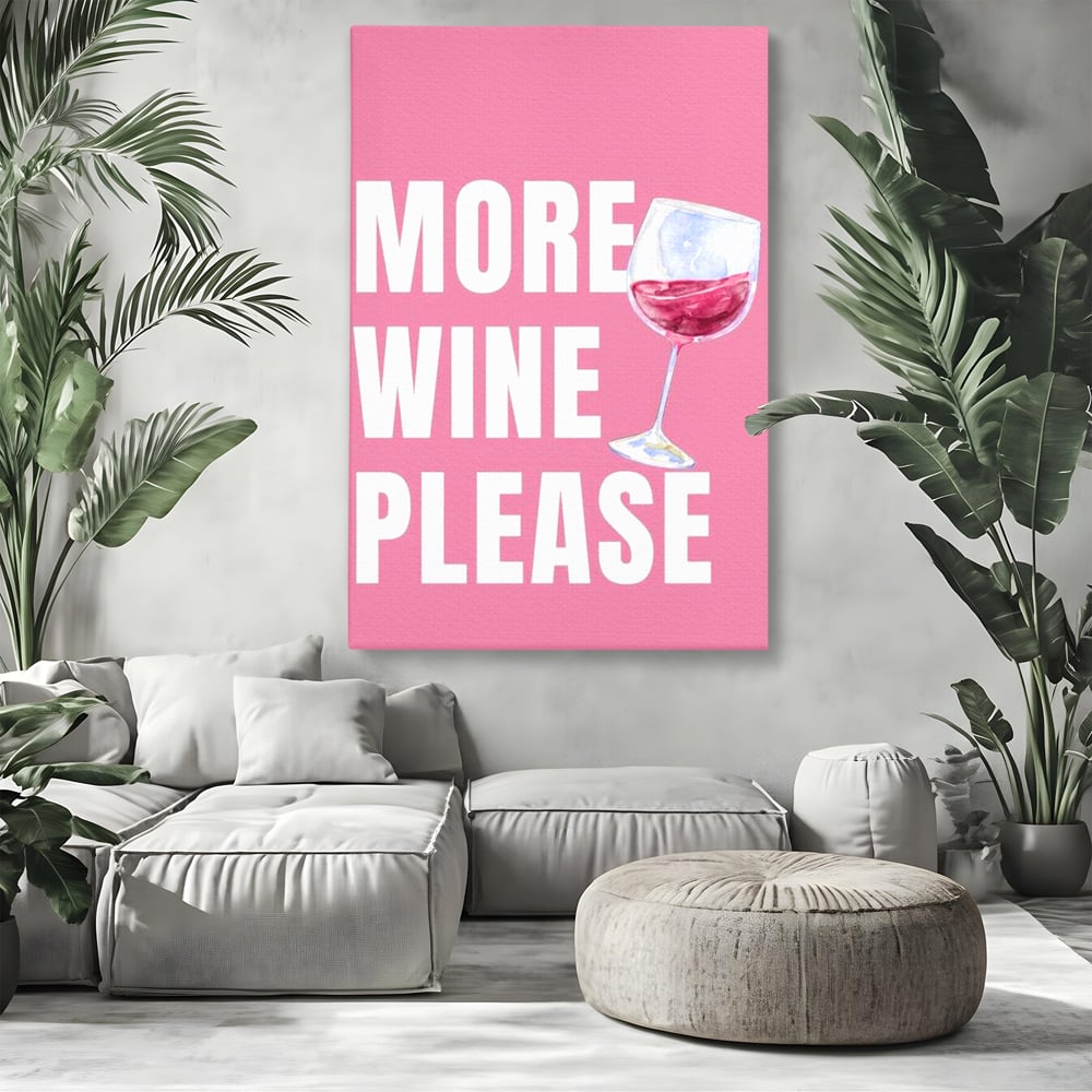 Leinwand Wandkunst Premium, LuxCanva® N1129, Rose Therapie, Poster, Text, Nachricht, Cool, Trendy, Lustig, Wein, Trinken, Glas, Rosa, Kneipe, Lounge, Bar, Restaurant, Küche