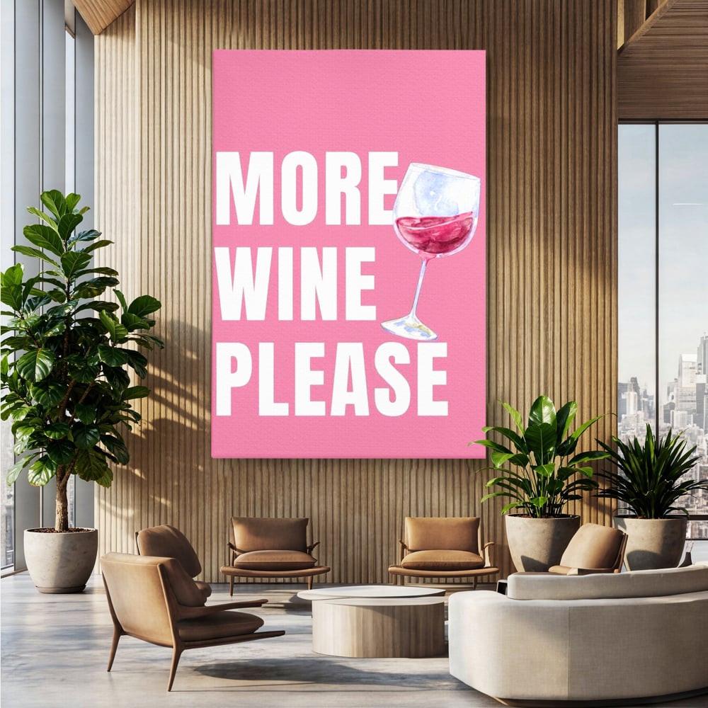 Leinwand Wandkunst Premium, LuxCanva® N1129, Rose Therapie, Poster, Text, Nachricht, Cool, Trendy, Lustig, Wein, Trinken, Glas, Rosa, Kneipe, Lounge, Bar, Restaurant, Küche