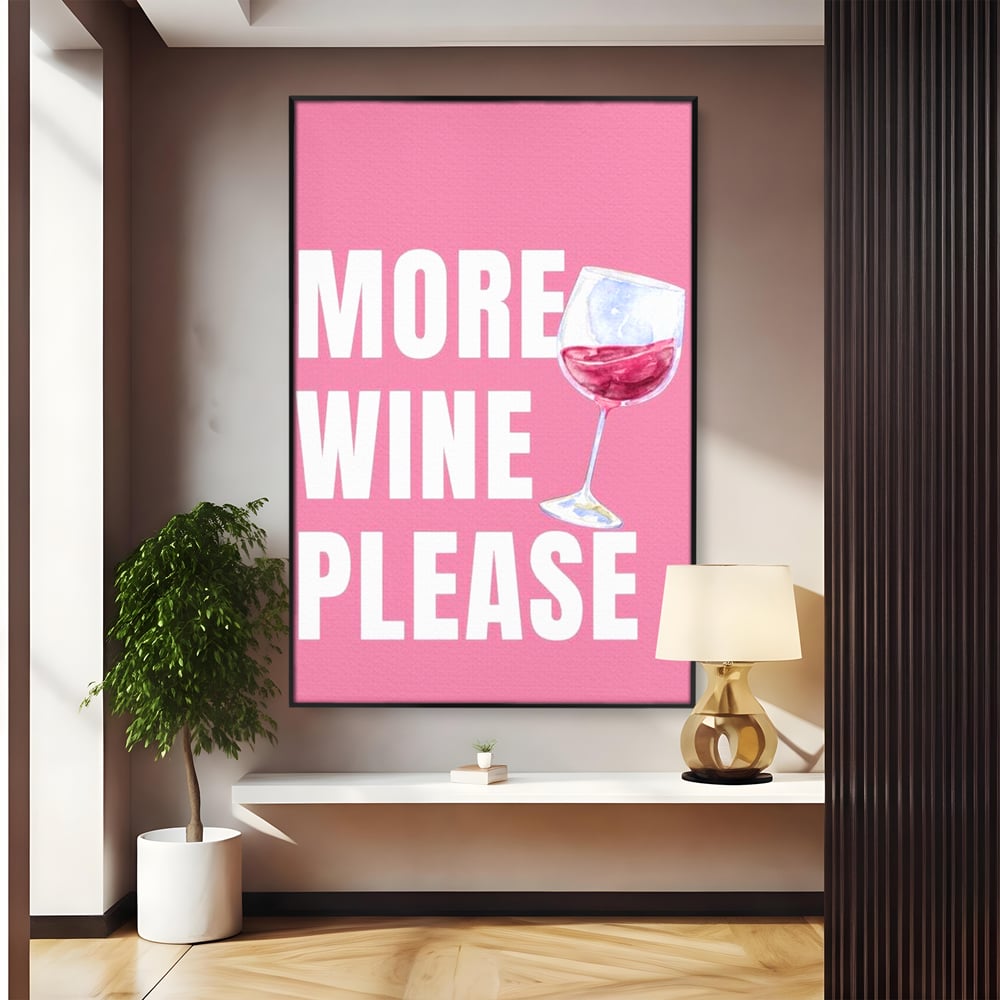 Leinwand Wandkunst Premium, LuxCanva® N1129, Rose Therapie, Poster, Text, Nachricht, Cool, Trendy, Lustig, Wein, Trinken, Glas, Rosa, Kneipe, Lounge, Bar, Restaurant, Küche