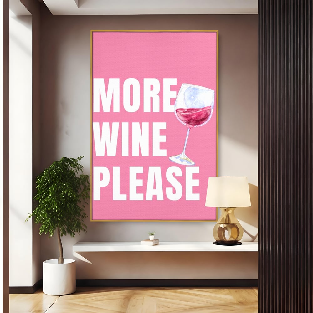 Leinwand Wandkunst Premium, LuxCanva® N1129, Rose Therapie, Poster, Text, Nachricht, Cool, Trendy, Lustig, Wein, Trinken, Glas, Rosa, Kneipe, Lounge, Bar, Restaurant, Küche