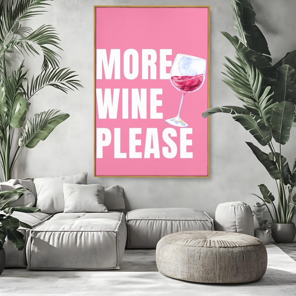 Leinwand Wandkunst Premium, LuxCanva® N1129, Rose Therapie, Poster, Text, Nachricht, Cool, Trendy, Lustig, Wein, Trinken, Glas, Rosa, Kneipe, Lounge, Bar, Restaurant, Küche