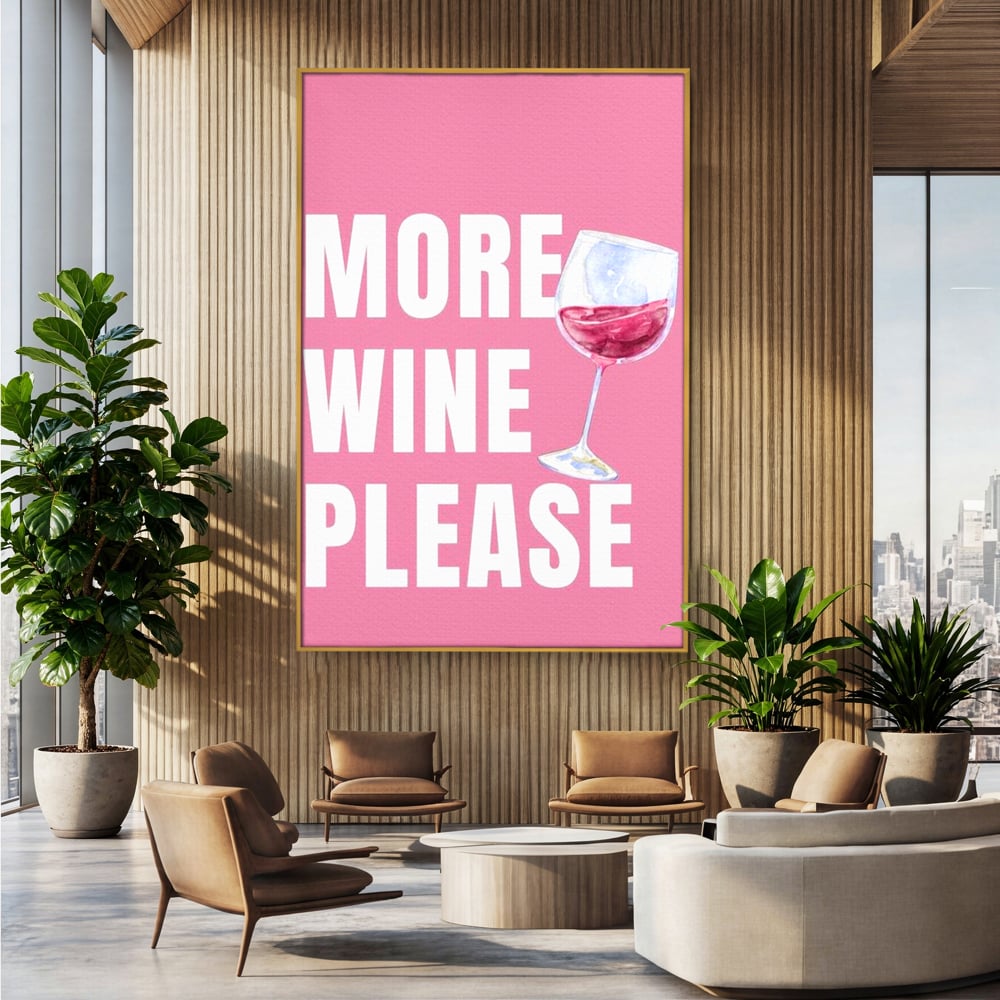 Leinwand Wandkunst Premium, LuxCanva® N1129, Rose Therapie, Poster, Text, Nachricht, Cool, Trendy, Lustig, Wein, Trinken, Glas, Rosa, Kneipe, Lounge, Bar, Restaurant, Küche
