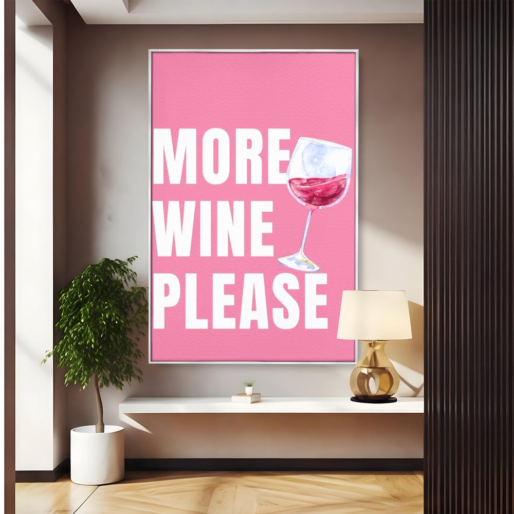 Leinwand Wandkunst Premium, LuxCanva® N1129, Rose Therapie, Poster, Text, Nachricht, Cool, Trendy, Lustig, Wein, Trinken, Glas, Rosa, Kneipe, Lounge, Bar, Restaurant, Küche