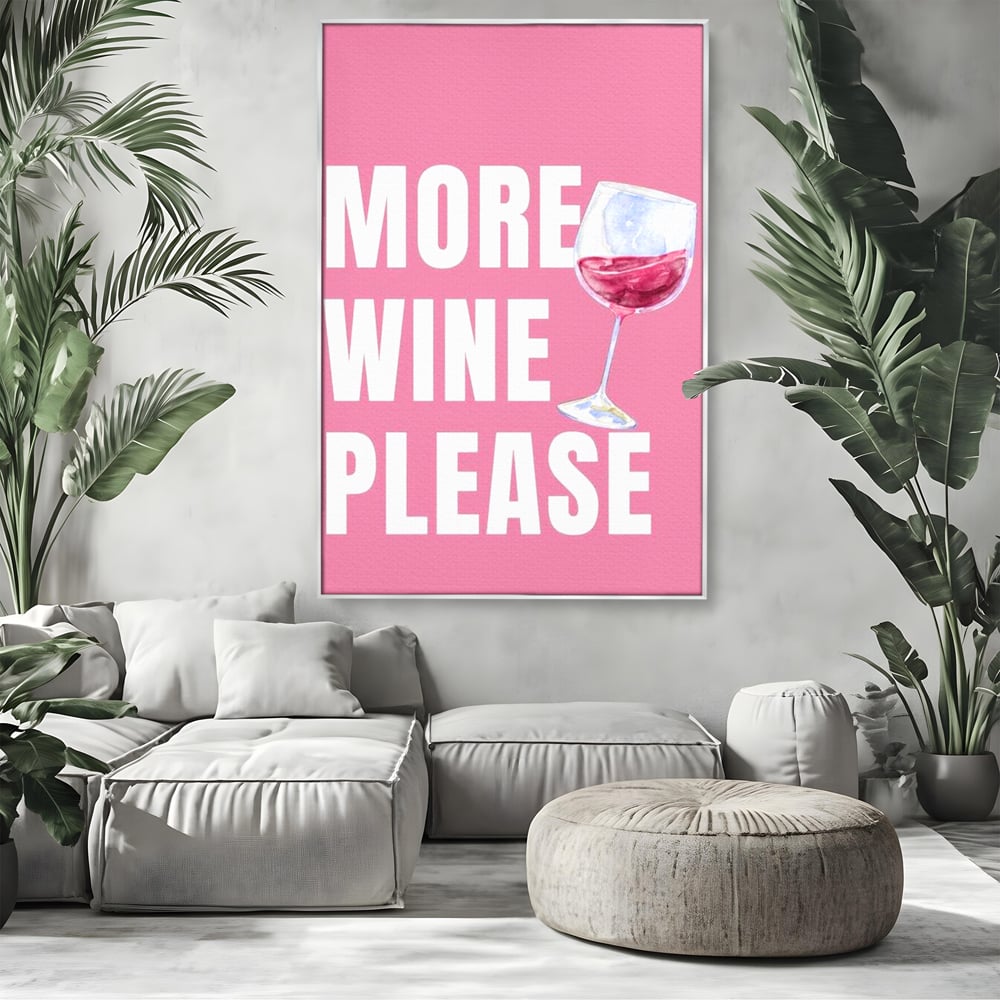 Leinwand Wandkunst Premium, LuxCanva® N1129, Rose Therapie, Poster, Text, Nachricht, Cool, Trendy, Lustig, Wein, Trinken, Glas, Rosa, Kneipe, Lounge, Bar, Restaurant, Küche