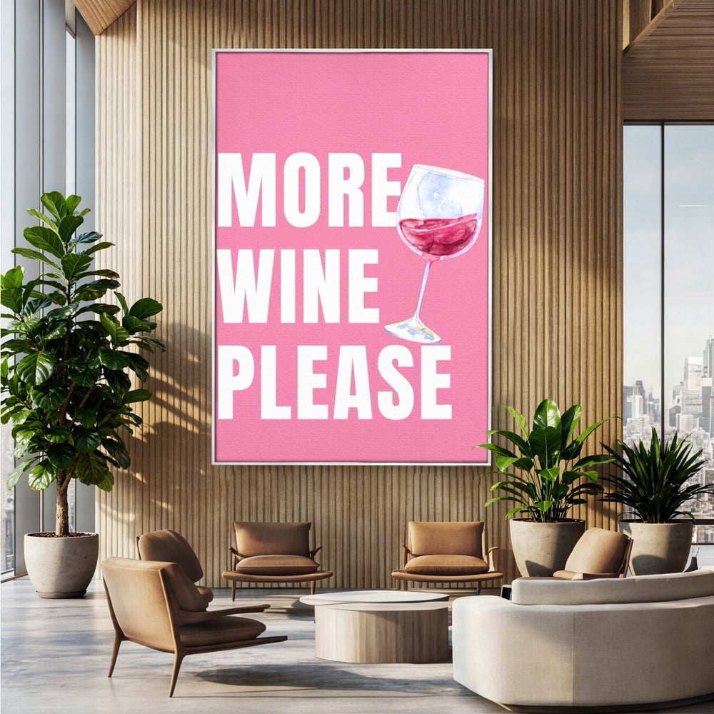 Leinwand Wandkunst Premium, LuxCanva® N1129, Rose Therapie, Poster, Text, Nachricht, Cool, Trendy, Lustig, Wein, Trinken, Glas, Rosa, Kneipe, Lounge, Bar, Restaurant, Küche