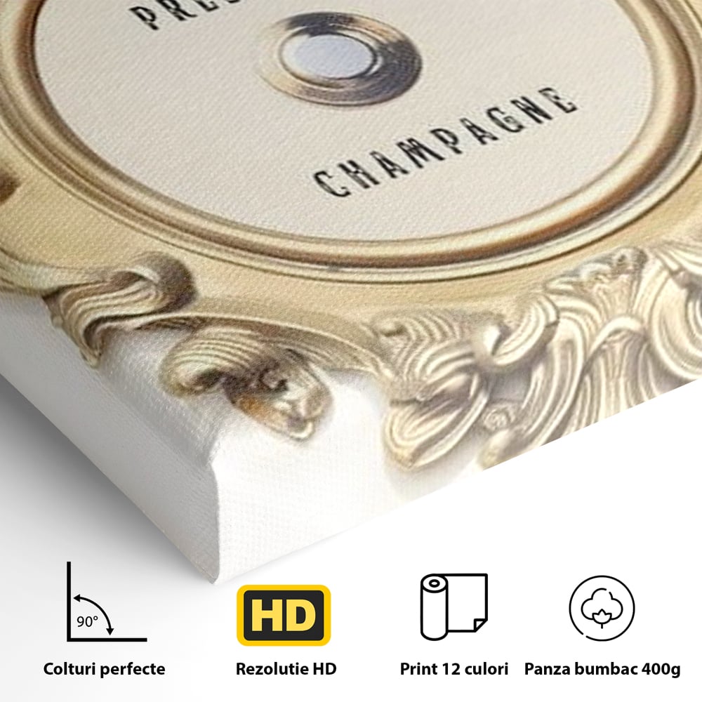 Leinwand Premium Leinwand Wandkunst, LuxCanva® N1130, Glück Taste, Luxus, Champagner, Getränk, Taste, Gold, Party, Text, Chic, Festlich, Pub, Lounge, Bar, Restaurant, Küche