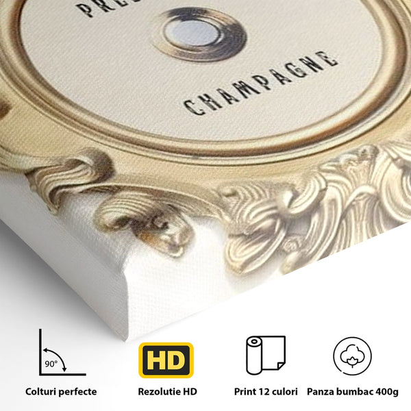Leinwand Premium Leinwand Wandkunst, LuxCanva® N1130, Glück Taste, Luxus, Champagner, Getränk, Taste, Gold, Party, Text, Chic, Festlich, Pub, Lounge, Bar, Restaurant, Küche