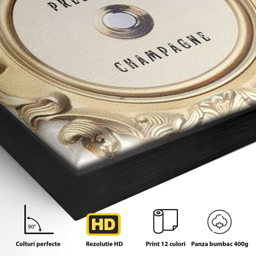 Leinwand Premium Leinwand Wandkunst, LuxCanva® N1130, Glück Taste, Luxus, Champagner, Getränk, Taste, Gold, Party, Text, Chic, Festlich, Pub, Lounge, Bar, Restaurant, Küche