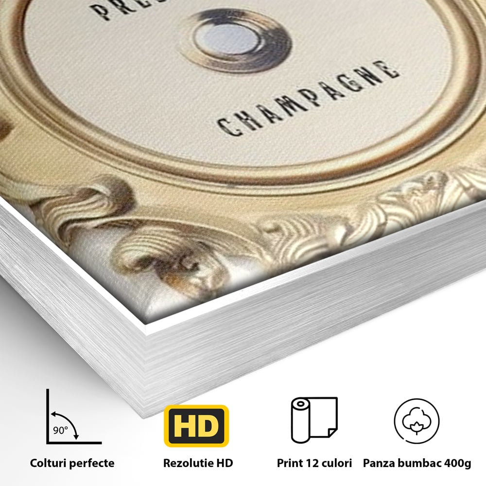 Leinwand Premium Leinwand Wandkunst, LuxCanva® N1130, Glück Taste, Luxus, Champagner, Getränk, Taste, Gold, Party, Text, Chic, Festlich, Pub, Lounge, Bar, Restaurant, Küche
