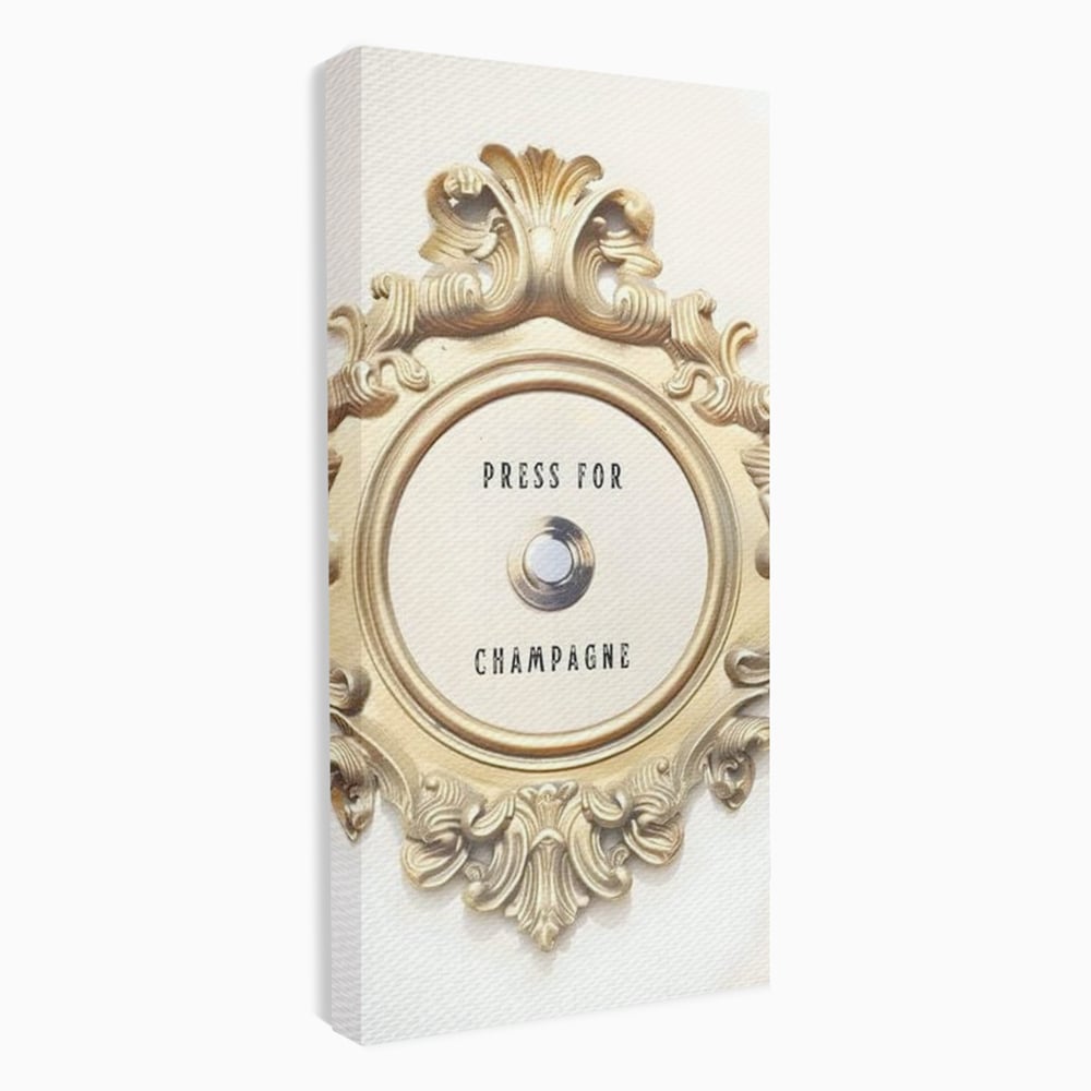 Leinwand Premium Leinwand Wandkunst, LuxCanva® N1130, Glück Taste, Luxus, Champagner, Getränk, Taste, Gold, Party, Text, Chic, Festlich, Pub, Lounge, Bar, Restaurant, Küche