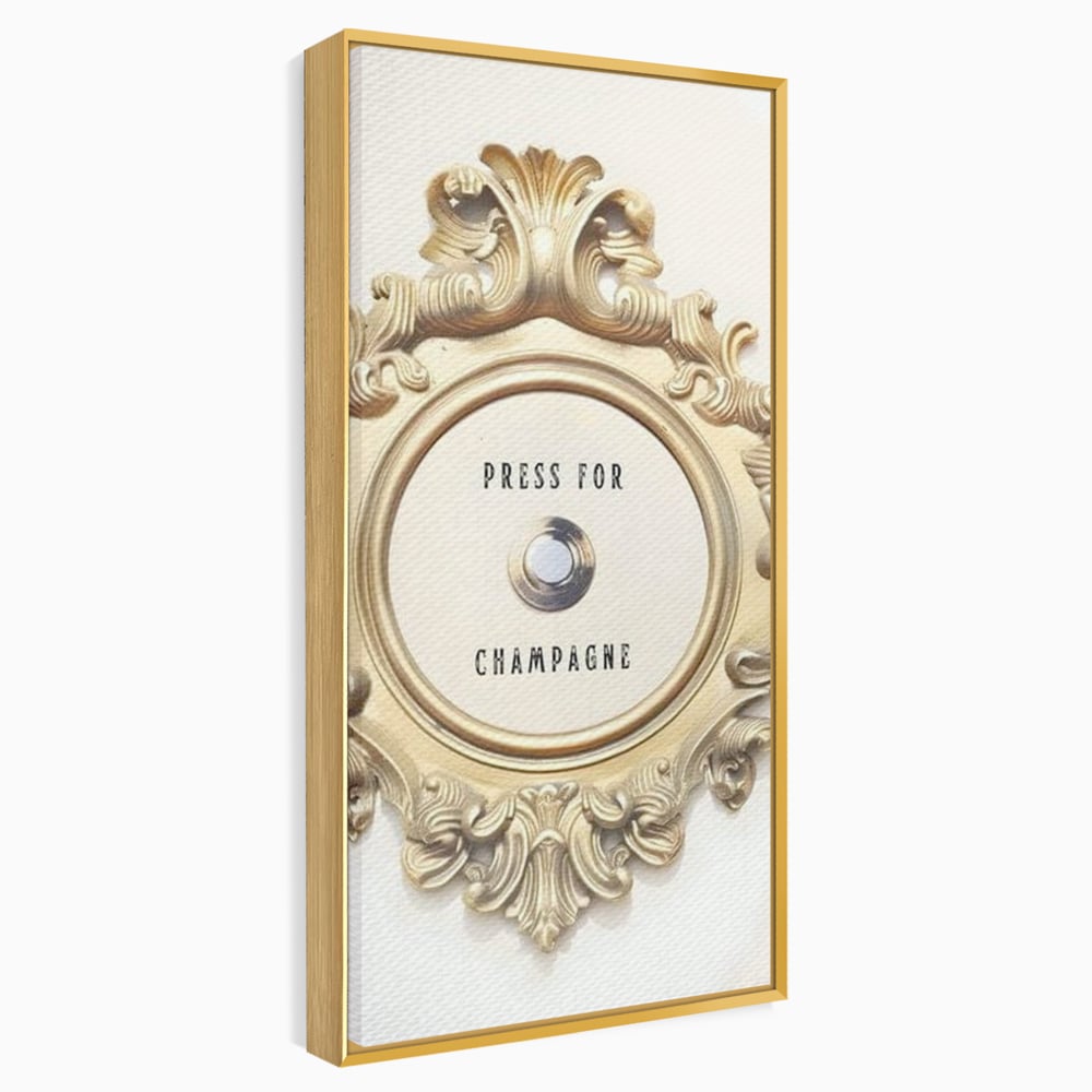 Leinwand Premium Leinwand Wandkunst, LuxCanva® N1130, Glück Taste, Luxus, Champagner, Getränk, Taste, Gold, Party, Text, Chic, Festlich, Pub, Lounge, Bar, Restaurant, Küche