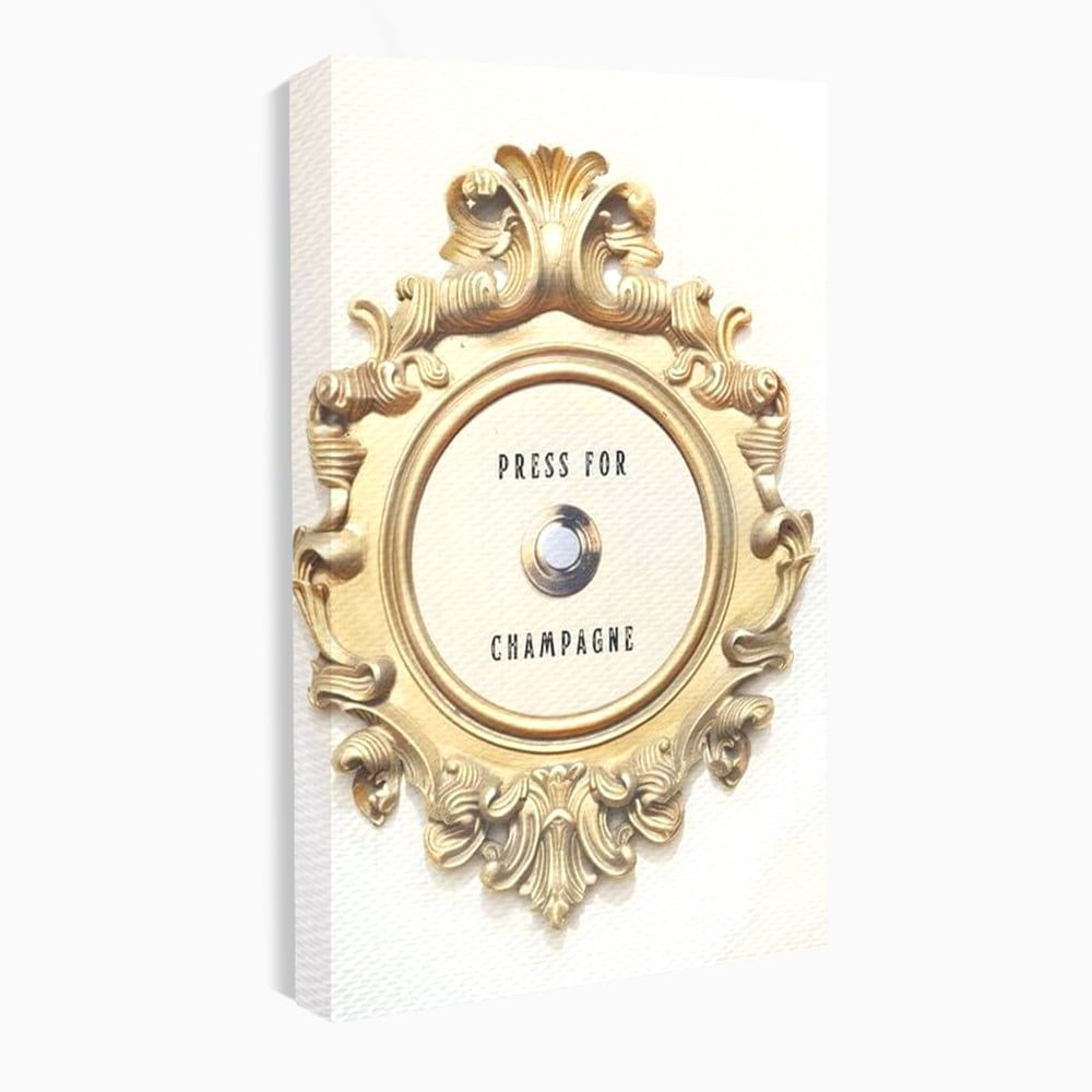 Leinwand Premium Leinwand Wandkunst, LuxCanva® N1130, Glück Taste, Luxus, Champagner, Getränk, Taste, Gold, Party, Text, Chic, Festlich, Pub, Lounge, Bar, Restaurant, Küche